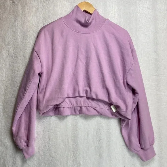 Anthropologie Cropped Sweater Pilcro Funnel Neck Bubble Hem Pullover NWT XS - Picture 2 of 12